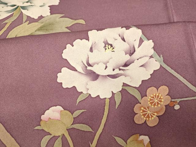 平和屋着物■色留訪問着　枝花文　正絹　逸品　AABH9121fw