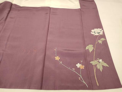 平和屋着物■色留訪問着　枝花文　正絹　逸品　AABH9121fw
