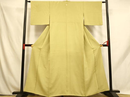 平和屋着物■上質な色無地 抹茶色 正絹 逸品 AABH9123fw