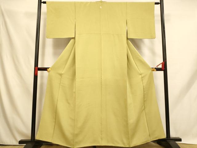 平和屋着物■上質な色無地 抹茶色 正絹 逸品 AABH9123fw