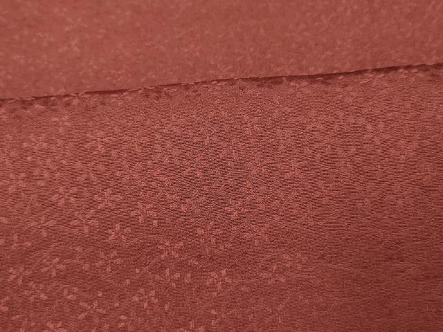 平和屋着物■上質な色無地 舞花地紋 葡萄茶色 正絹 逸品 AABH9125fw