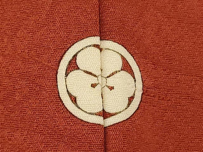 平和屋着物■上質な色無地 草花霞地紋 樺色 正絹 逸品 AABH9126fw