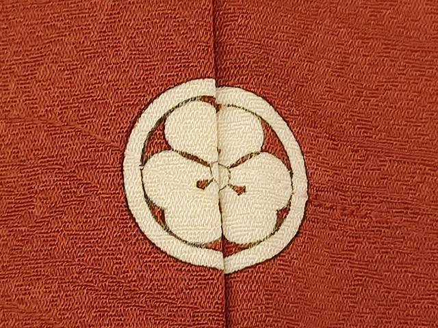 平和屋着物■上質な色無地 草花霞地紋 樺色 正絹 逸品 AABH9126fw