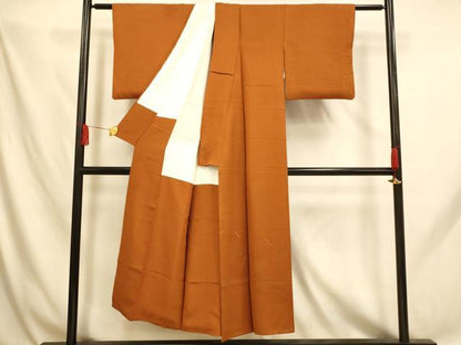 平和屋着物■無地絵羽訪問着 流水地紋 黄櫨染色 正絹 逸品 AABH9127fw