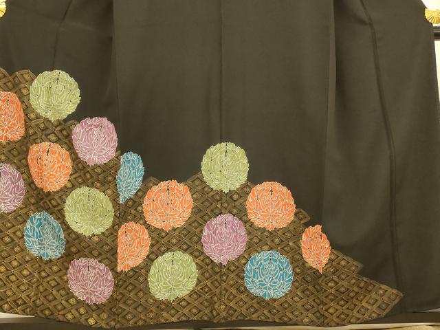平和屋着物■豪華黒留袖 七宝草花丸文 金彩 正絹 逸品 AABH9129fw