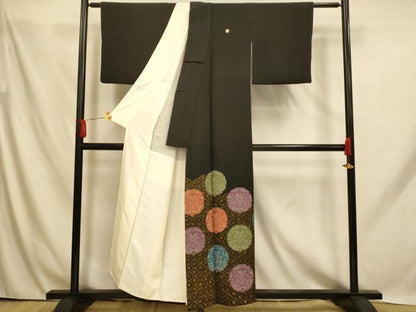 平和屋着物■豪華黒留袖 七宝草花丸文 金彩 正絹 逸品 AABH9129fw
