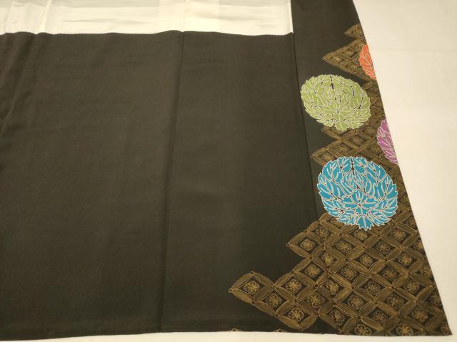 平和屋着物■豪華黒留袖 七宝草花丸文 金彩 正絹 逸品 AABH9129fw