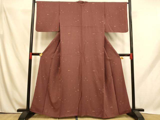 平和屋着物■上質な小紋 成り物 茄子 正絹 逸品 AABH9130fw