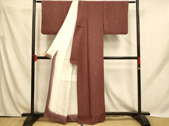 平和屋着物■上質な小紋 成り物 茄子 正絹 逸品 AABH9130fw