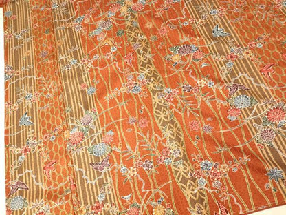 平和屋着物■上質な小紋 花鳥吉祥間道 金彩 正絹 逸品 未使用 AABH9137fw