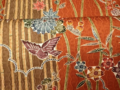 平和屋着物■上質な小紋 花鳥吉祥間道 金彩 正絹 逸品 未使用 AABH9137fw