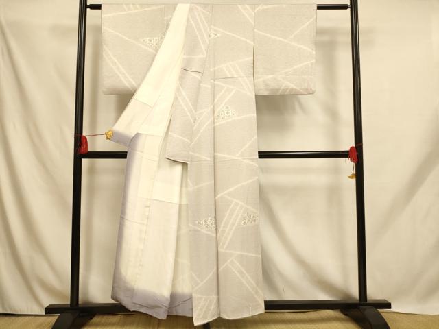 平和屋着物■上質な小紋 絞り 切嵌草花文 正絹 逸品 AABH9139fw