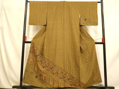 平和屋着物■訪問着 花蝶文 梅 たたき染め 正絹 逸品 AABH9141fw