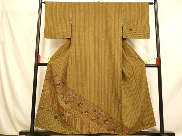 平和屋着物■訪問着 花蝶文 梅 たたき染め 正絹 逸品 AABH9141fw