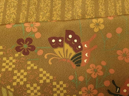 平和屋着物■訪問着 花蝶文 梅 たたき染め 正絹 逸品 AABH9141fw