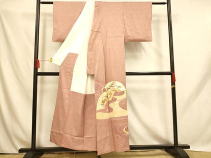 平和屋着物■豪華色留袖 駒刺繍 地紙吉祥草花文 金彩 三越扱い 正絹 逸品 AABH9142fw
