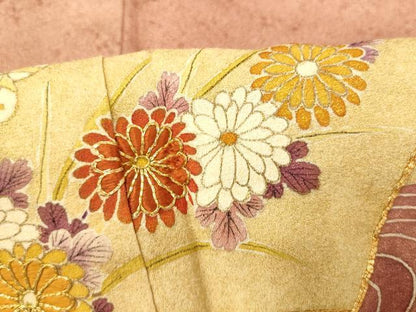 平和屋着物■豪華色留袖 駒刺繍 地紙吉祥草花文 金彩 三越扱い 正絹 逸品 AABH9142fw