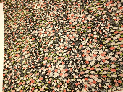 平和屋着物■上質な小紋 草花文 黒地 正絹 逸品 AABH9143fw