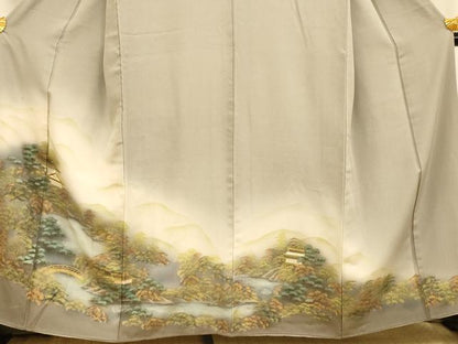 平和屋着物■豪華色留袖 手描き 風景文 暈し染め 金銀彩 正絹 逸品 AABH9144fw