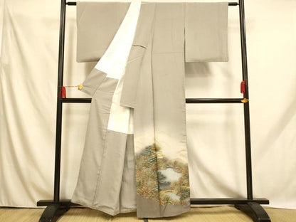 平和屋着物■豪華色留袖 手描き 風景文 暈し染め 金銀彩 正絹 逸品 AABH9144fw