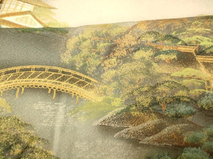 平和屋着物■豪華色留袖 手描き 風景文 暈し染め 金銀彩 正絹 逸品 AABH9144fw