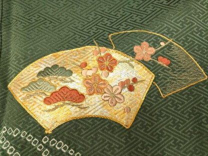 平和屋着物■訪問着 駒刺繍 地紙草花文 金彩 正絹 逸品 AABH9147fw