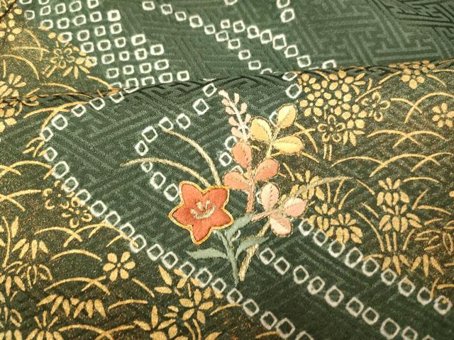 平和屋着物■訪問着 駒刺繍 地紙草花文 金彩 正絹 逸品 AABH9147fw