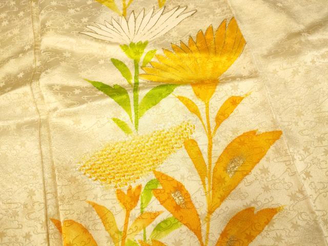平和屋着物■訪問着　草花文　金彩　正絹　逸品　AABH9149fw