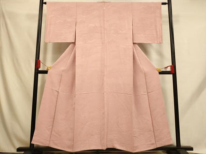 平和屋着物■上質な色無地　風景地紋　珊瑚色　正絹　逸品　AABH9153fw