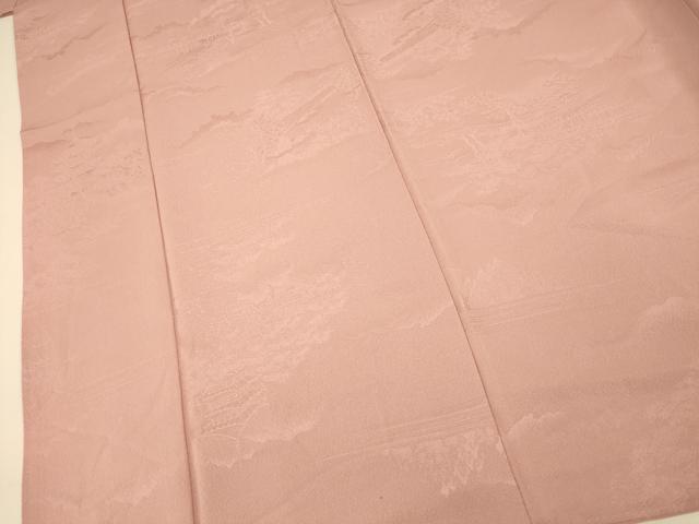 平和屋着物■上質な色無地　風景地紋　珊瑚色　正絹　逸品　AABH9153fw
