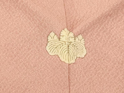 平和屋着物■上質な色無地　風景地紋　珊瑚色　正絹　逸品　AABH9153fw