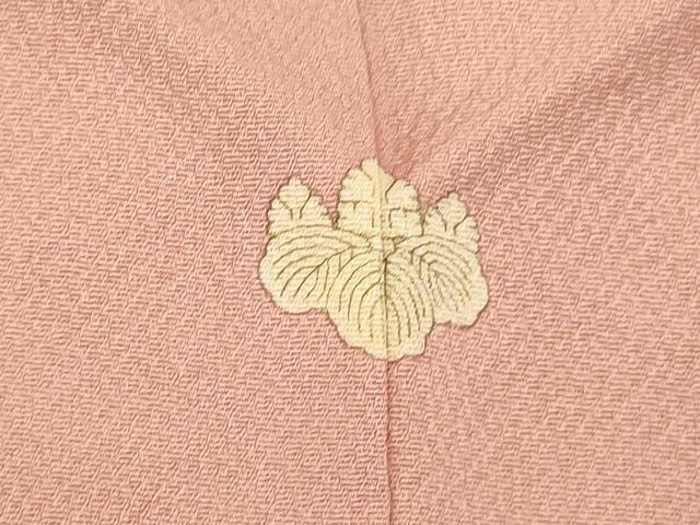 平和屋着物■上質な色無地　風景地紋　珊瑚色　正絹　逸品　AABH9153fw