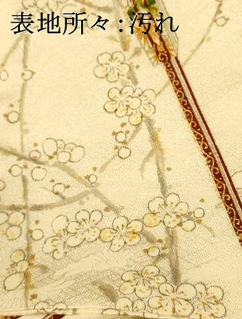 平和屋着物■上質な小紋　花蝶扇子文　梅　金彩　正絹　逸品　AABH9154fw