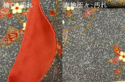 平和屋着物■上質な小紋　花蝶文　暈し染　金彩　正絹　逸品　AABH9155fw