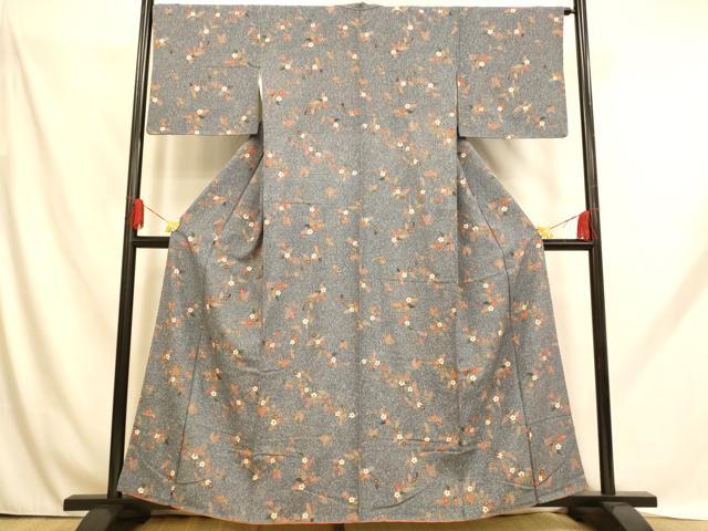 平和屋着物■上質な小紋　花蝶文　暈し染　金彩　正絹　逸品　AABH9155fw