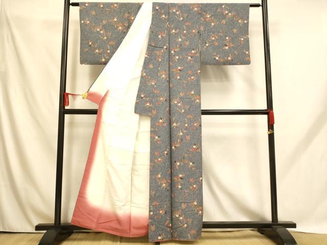 平和屋着物■上質な小紋　花蝶文　暈し染　金彩　正絹　逸品　AABH9155fw