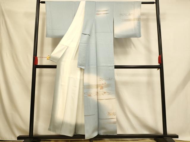 平和屋着物■訪問着　泥染め　鴛鴦片輪車文　暈し染め　金彩　正絹　逸品　AABH9157fw
