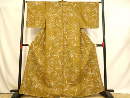 平和屋着物■小紋　更紗花笹文　たたき染め　洗える着物　未使用　AABH9166fw
