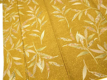 平和屋着物■小紋　更紗花笹文　たたき染め　洗える着物　未使用　AABH9166fw