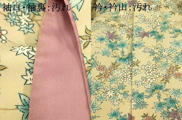 平和屋着物■小紋　枝花文　洗える着物　AABH9168fw