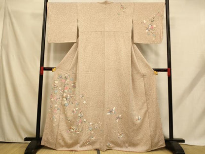 平和屋着物■訪問着 鴛鴦枝花文 たたき染め 金彩 正絹 逸品 AABH9170fw