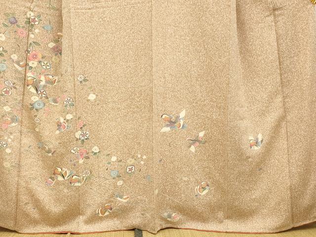 平和屋着物■訪問着 鴛鴦枝花文 たたき染め 金彩 正絹 逸品 AABH9170fw