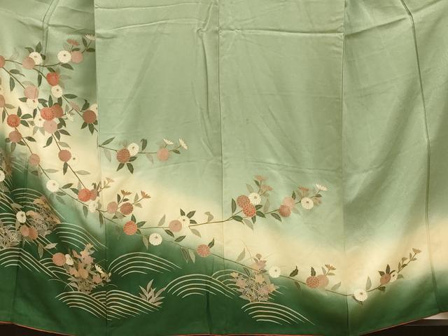 平和屋着物□訪問着 枝花流水文 暈し染 金彩 正絹 逸品