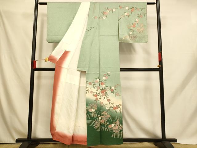 平和屋着物□訪問着 枝花流水文 暈し染 金彩 正絹 逸品