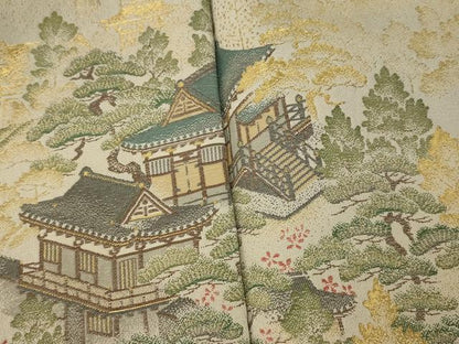 平和屋着物■豪華黒留袖　寿光織　高野山水図　暈し染　金糸　正絹　逸品　AABH9174fw