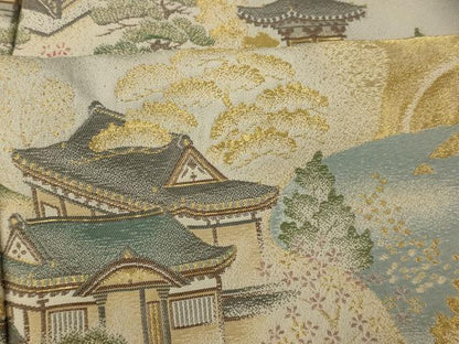 平和屋着物■豪華黒留袖　寿光織　高野山水図　暈し染　金糸　正絹　逸品　AABH9174fw