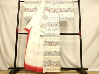 平和屋着物■訪問着 横段草花文 暈し染 金彩 正絹 逸品 AABH9180fw