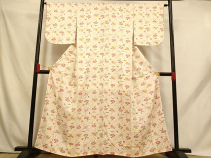 平和屋着物■上質な小紋 枝花文 正絹 逸品 AABH9182fw