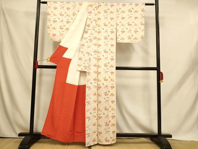 平和屋着物■上質な小紋 枝花文 正絹 逸品 AABH9182fw