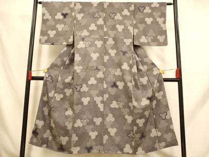 平和屋着物■江戸小紋 吉祥文 黒地 正絹 逸品 AABH9183fw